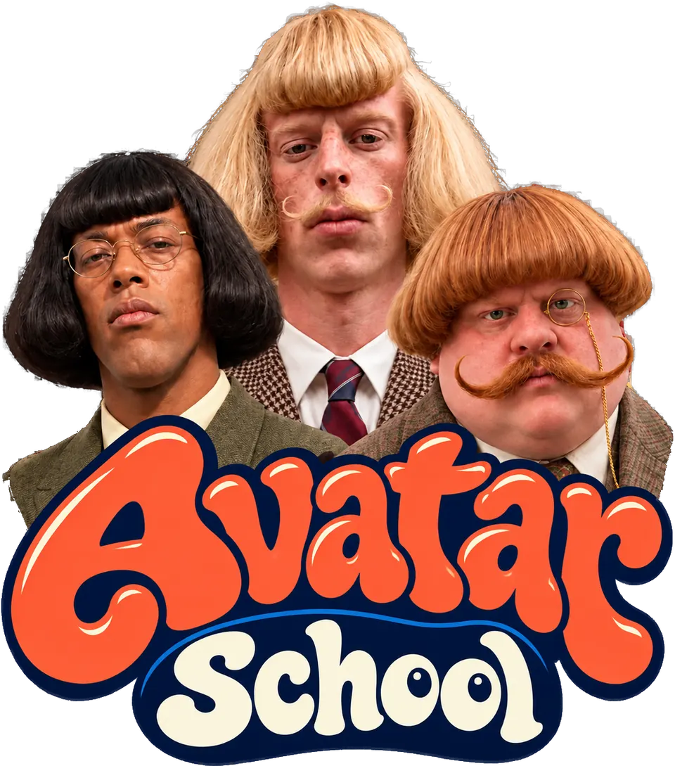 Avatar School logo with three AI characters
